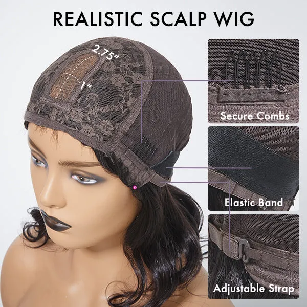 2 for $139.9 | 10 Inches Ultra Full Undetectable HD Lace C Part Bob Wig   12 Inches Brown Loose Wave Glueless Minimalist Lace Bob Wig with Bangs
