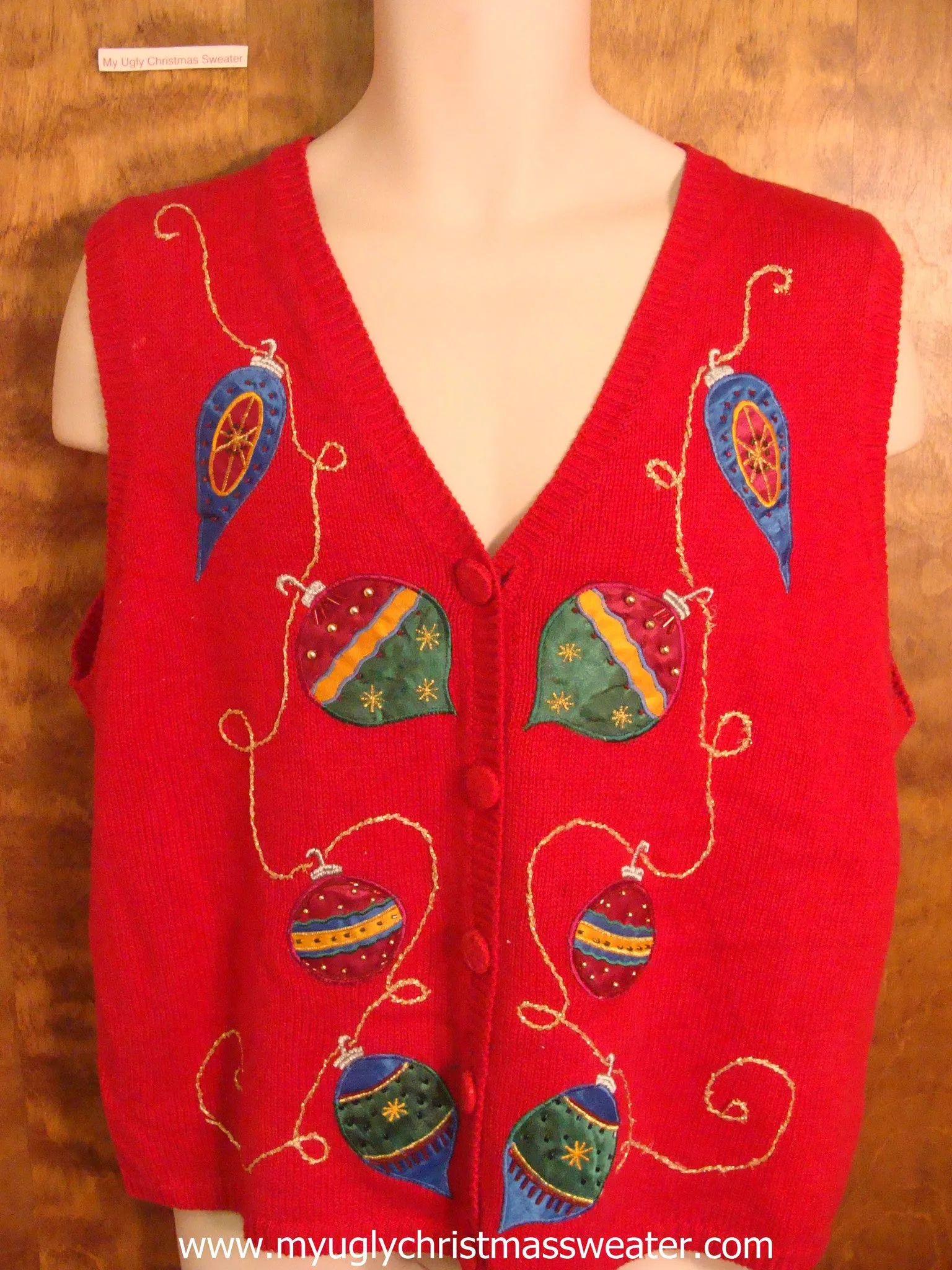 Bling Holiday Ornaments Ugly Christmas Sweater Vest