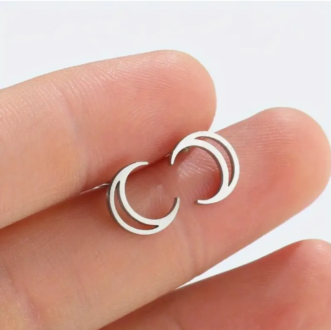 Cresecent Moon Earrings - Stainless Steel