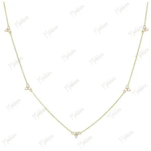 Diamond 7 Triangle Stations Necklace 4.80x4.70mm