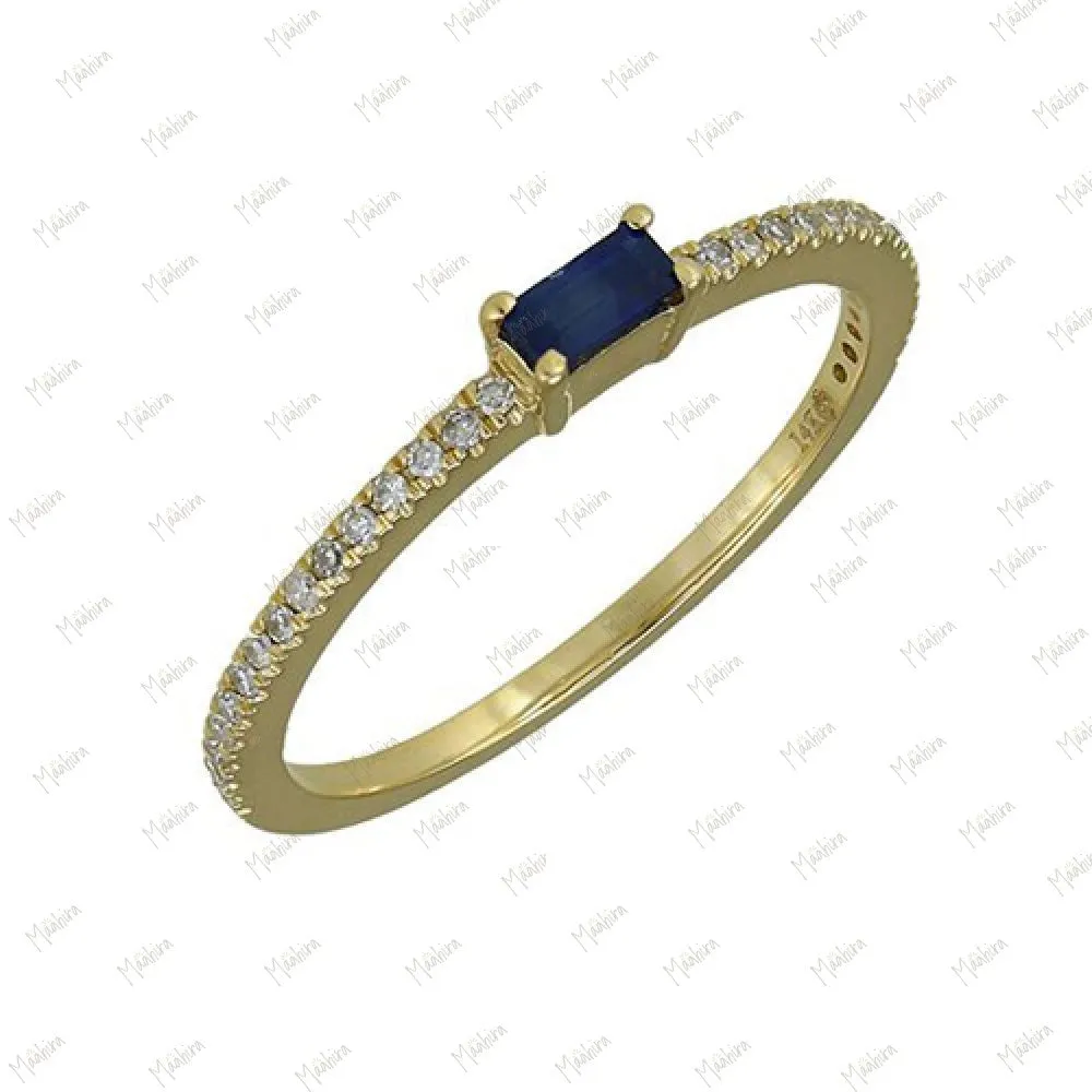 Diamond & Blue Sapphire Band in US Size 6