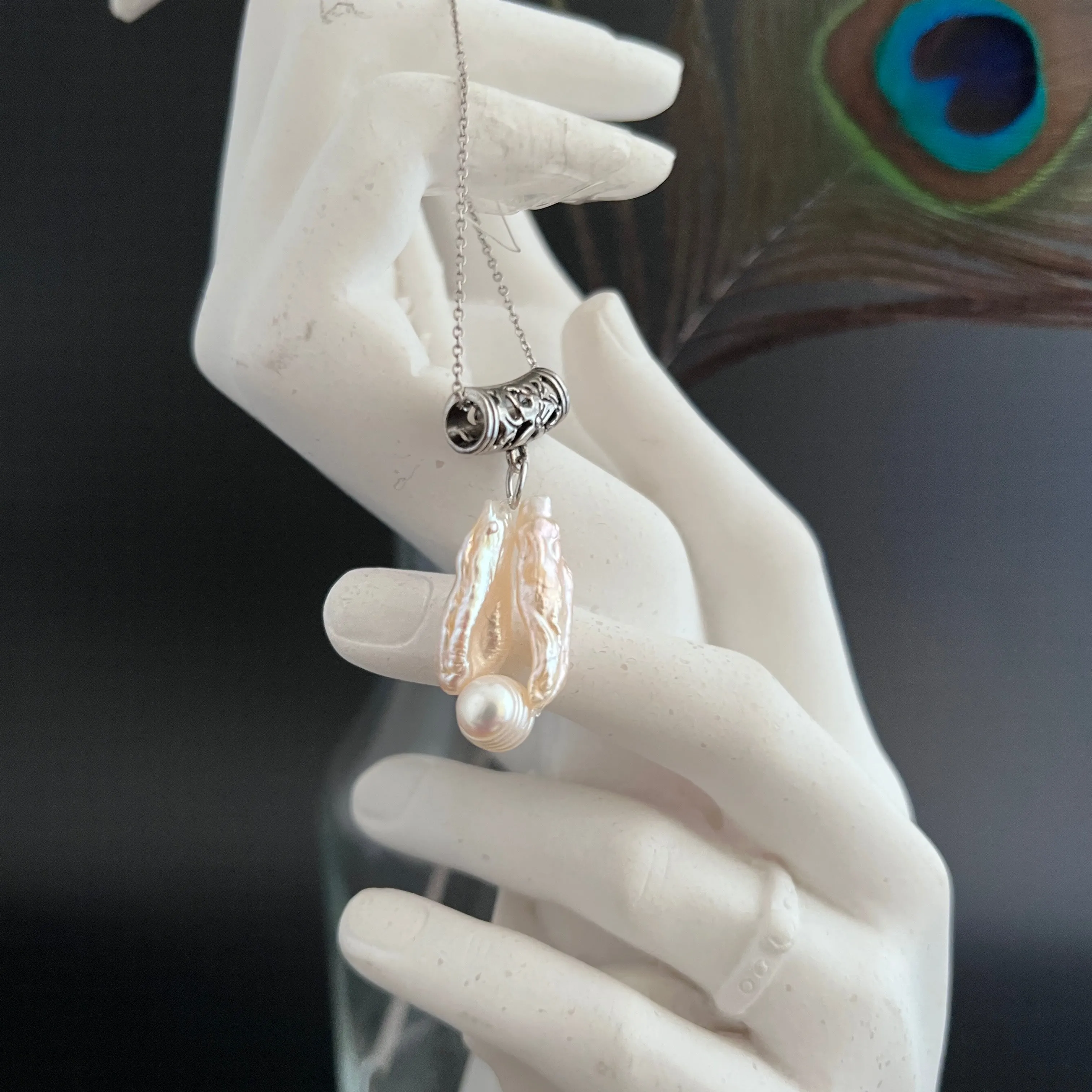 Duo Keshi Pearl Pendant