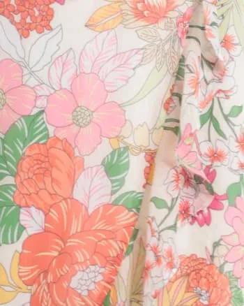 Floral side tie ruffle wrap maxi dress | Cream/Org