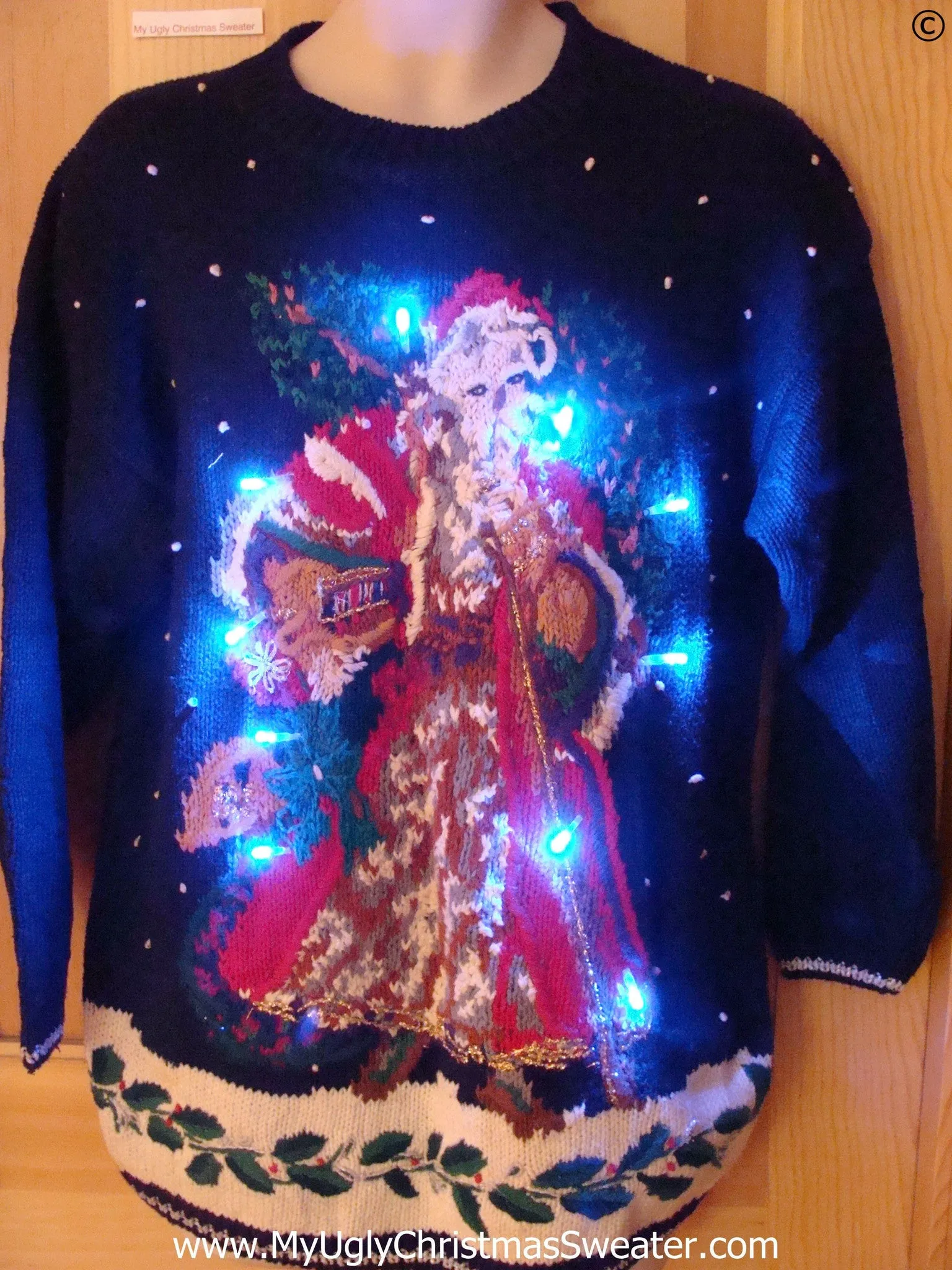 Horrid Huge Santa Christmas Sweater with Lights (g295)