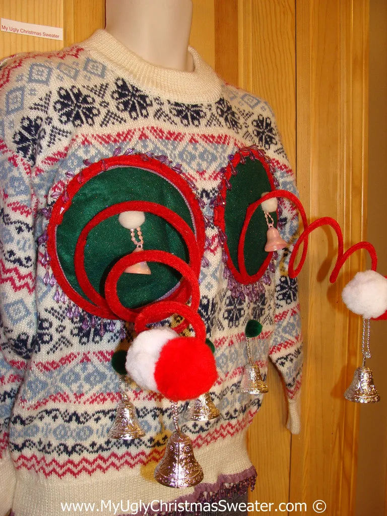 Naughty Tacky 3D Ugly Christmas Sweater Springy Funny Fringe (r12)
