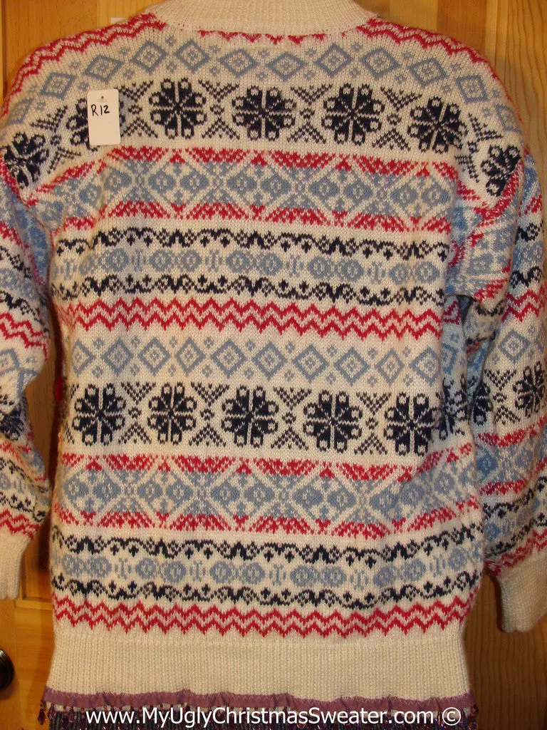 Naughty Tacky 3D Ugly Christmas Sweater Springy Funny Fringe (r12)