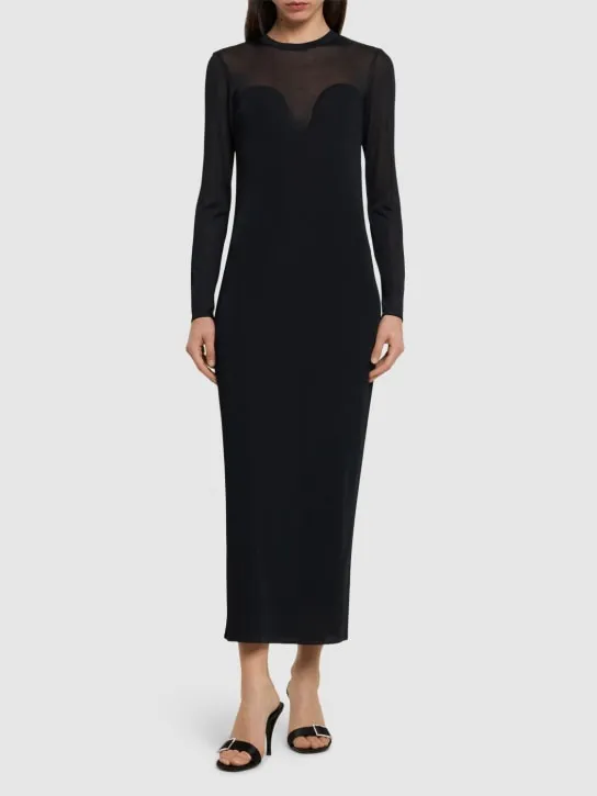 Nina Ricci   Sheer knit long sleeve midi dress 
