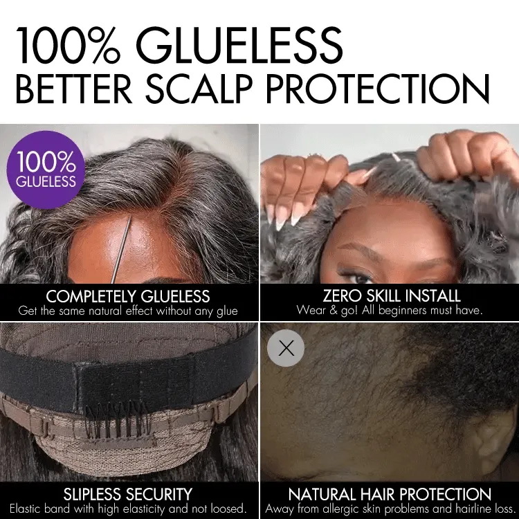 Weekly Special  | Layered Blowout Salt and Pepper Glueless Grey Wig Minimalist HD Lace Shoulder Length Wavy Wig