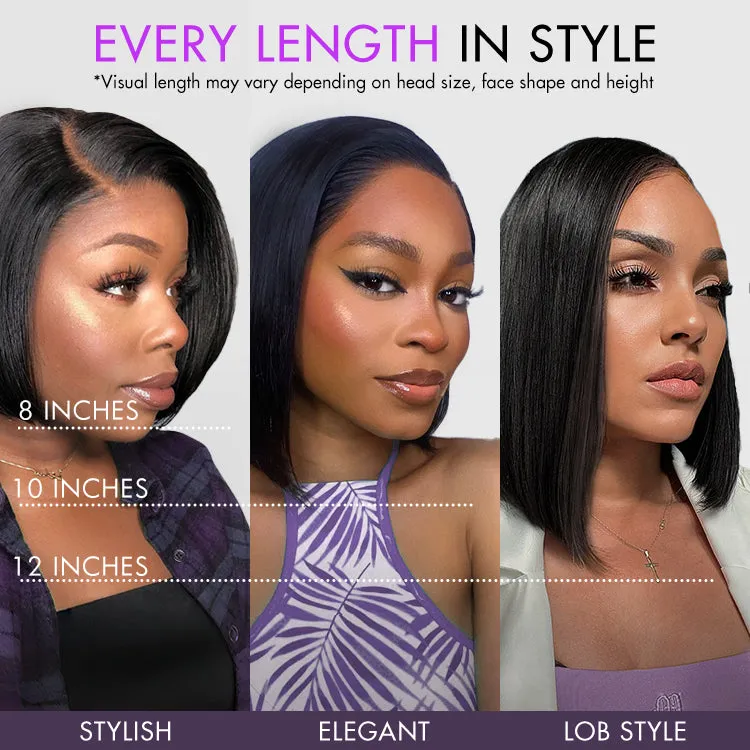 Weekly Special | Put On & Go Blunt Cut Straight Bob Minimalist HD Lace Glueless C Part Wig