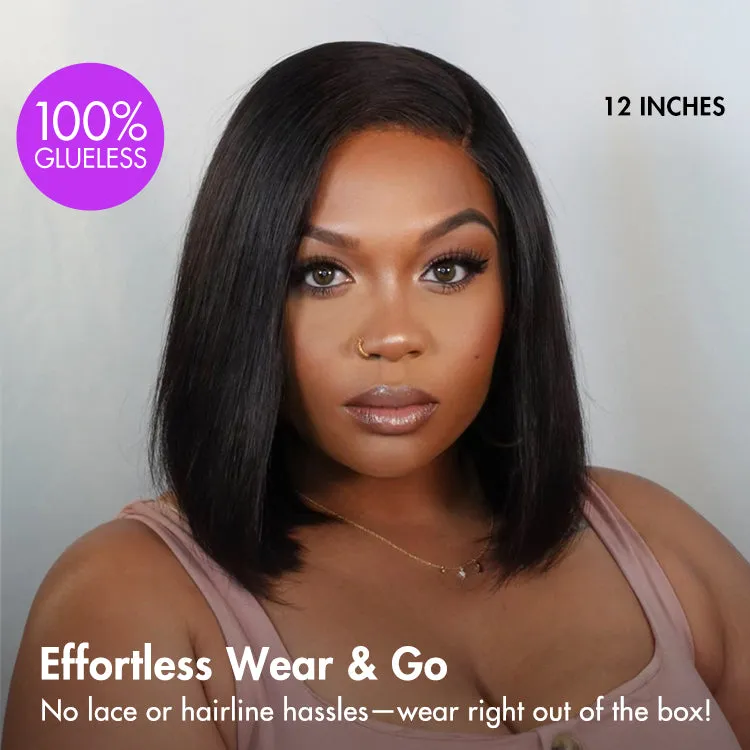 Weekly Special | Put On & Go Blunt Cut Straight Bob Minimalist HD Lace Glueless C Part Wig